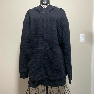 Zanerobe | Mens Quilted detail long zipper hoodie with pockets